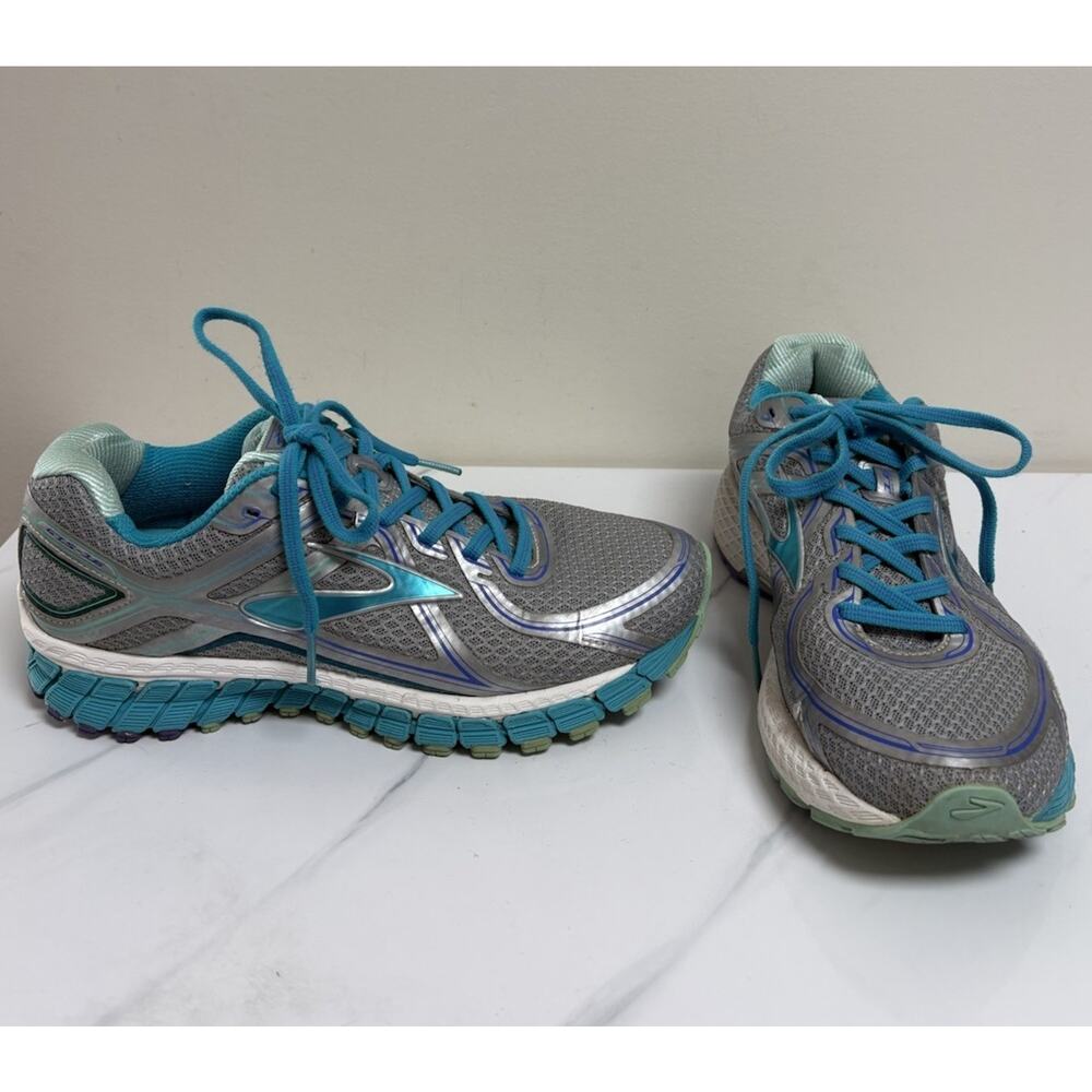 Brooks Adrenaline GTS 15 Womens Running Shoes‎ Gray Teal Size 9 Athletic